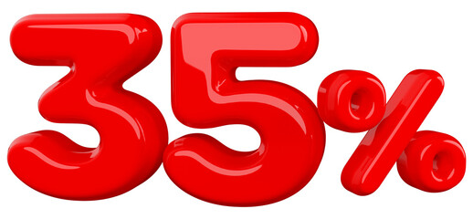 35 percentage off sale discount red number 3d render