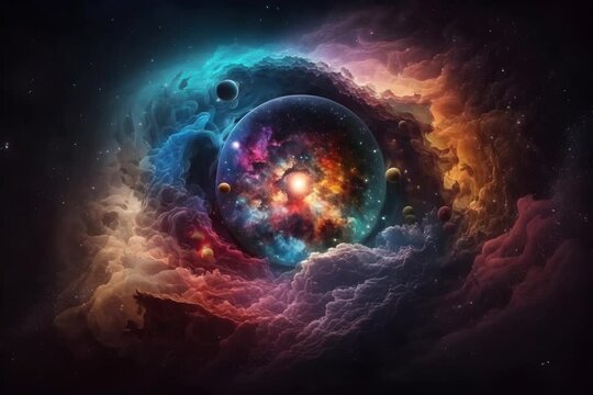 nebula and galaxies in space. seamless looping 4K virtual video animation background