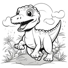 Cartoon dinosaur coloring page for children 