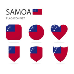 Samoa 3d flag icons of 6 shapes all isolated on white background.