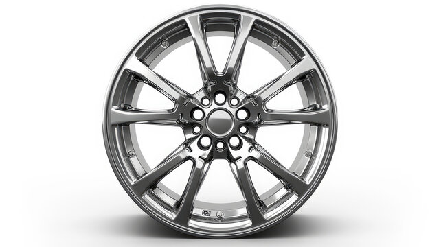 luxurious polished alloy wheel for high-end vehicles, isolated white background. perfect for automotive showcase and alloy wheel retailers
