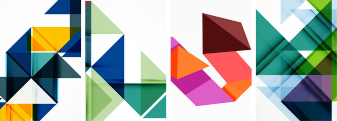 Triangle poster geometric background set