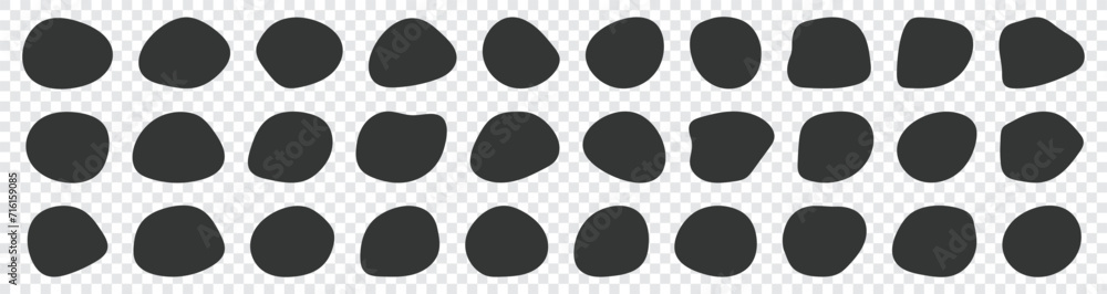 Poster blob shapes organic collection transparent vector design elements isolated. abstract black stains sh