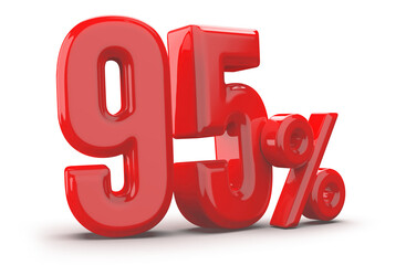 95 percentage off sale discount red number 3d render
