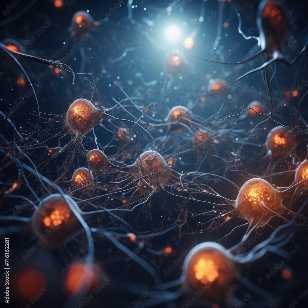 Poster neurons in the brain. generative ai.