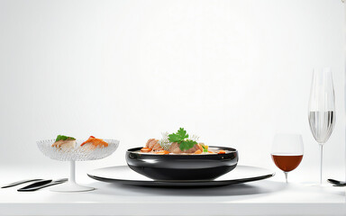 Delicious meal on a plate with a white background