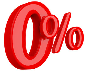 0 percentage off sale discount red number 3d render