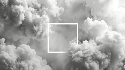 abstract geometric background featuring a square blank frame inside a white cloud