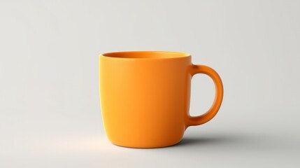 Orange coffee cup on white background.