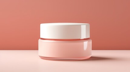 Cosmetic cream jar mockup on pink background