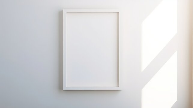 Blank white poster frame hanging on the wall. Mock up