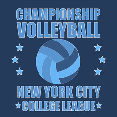 Vintage typography college varsity new york NYC volleyball sport league championship slogan print for graphic tee t shirt or sweatshirt hoodie - obrazy, fototapety, plakaty