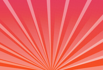 Comic background template, full color, gradient, orange bright color, zoom effect style. Halftone. Vector