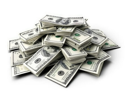 voluminous collection of new us dollars in bundles, isolated white background. illustrating business success, monetary wealth, and banking sector for adobe stock imagery