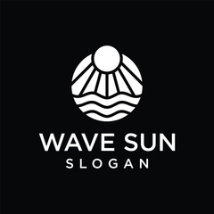 summer Wave sun Logo Sign Design Icon. ocean , tropical And Sea Sun Logo Element.