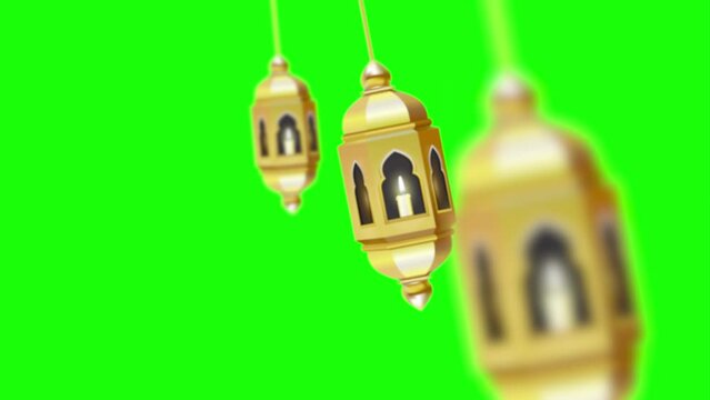 Ramadan lantern animation on a green screen