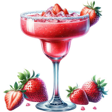 strawberry margarita cocktail glass, red, refreshing clip art preview