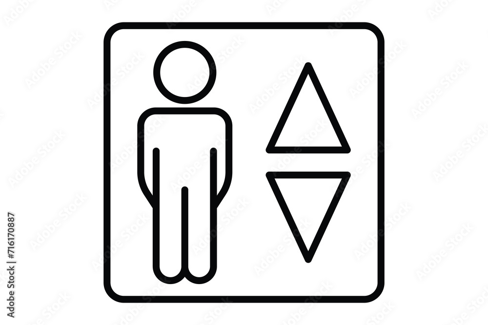 Poster elevator icon. icon related to indoor navigation in public spaces. line icon style. element illustra