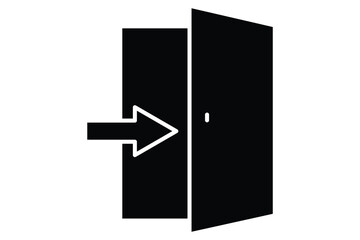 exit door icon. icon related to public navigation. solid icon style. element illustration - obrazy, fototapety, plakaty