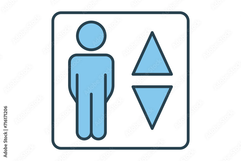 Poster elevator icon. icon related to indoor navigation in public spaces. flat line icon style. element ill