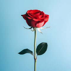 Red Rose on a blue background 