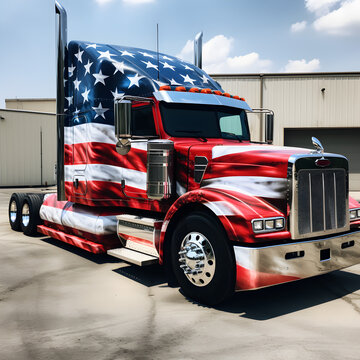 An American Flag painted Semi Truck 
