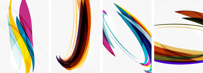 Colorful wave lines poster set for wallpaper, business card, cover, poster, banner, brochure, header, website