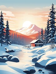 Nordic Winter Landscapes: Majestic Scenic Views in Stunning Landscape Poster