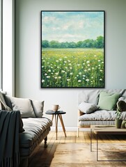 Pastoral Countryside Meadows Landscape Poster - Acrylic Artwork of scenic Meadows