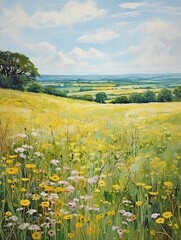 Pastoral Meadows Landscape Poster - Acrylic Arts within Scenic Countryside Views