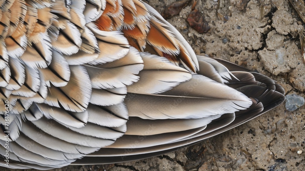 Poster closeup of a sandpipers intricate patterned feathers each one unique and perfectly adapted to blend 