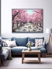 Picturesque Cherry Blossoms Modern Landscape - Spring Blossom Nature Artwork