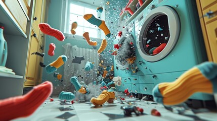 A chaotic scene in the laundry room as a pair of socks hit high notes while being tossed around in the dryer