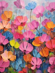 Fototapeta na wymiar Rain-kissed Flower Petals: A Vibrant Modern Landscape Garden Scene Art