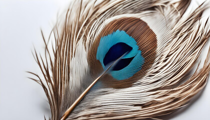 peacock feather isolated on white background