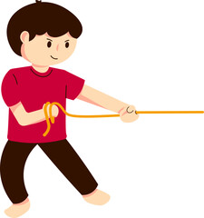Boys Tug of War Illustration