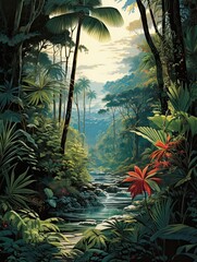 Retro Surf Beach Vibes: Jungle Surfing in the Rainforest Landscape