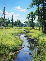 Enchanting Waters: Exploring Rich Wetland Ecosystems through Riverside Paintings