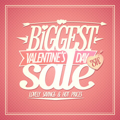 Biggest Valentine's day sale vector banner