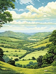 Fototapeta premium Rolling Countryside Hills National Park: Preserved Hilly Landscapes Art Print
