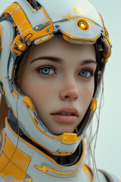 woman wearing helmet cute pilot girl phot terminals