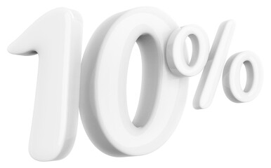 10 percentage off sale discount white number 3d render