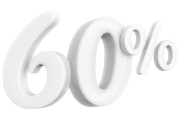 60 percentage off sale discount white number 3d render