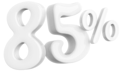 85 percentage off sale discount white number 3d render