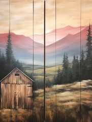 Secluded Mountain Cabins - Countryside Art | Rustic Wall Decor - Valley Landscape