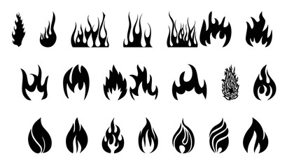 fire flames set icon PNG transparent - obrazy, fototapety, plakaty