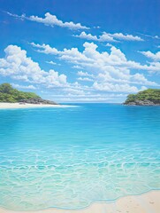 Azure Waters: Serendipitous Island Beaches Seascape Art Print with Endless Horizons