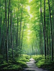 Obraz premium Serene Bamboo Groves: Contemporary Acrylic Landscape Art
