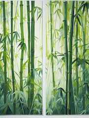 Serene Bamboo Groves: Botanical Wall Art, Bamboo Leaf Patterns, Detailed Nature