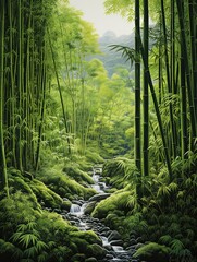 Obraz premium Majestic Bamboo Valleys: Rolling Hills of Serene Beauty
